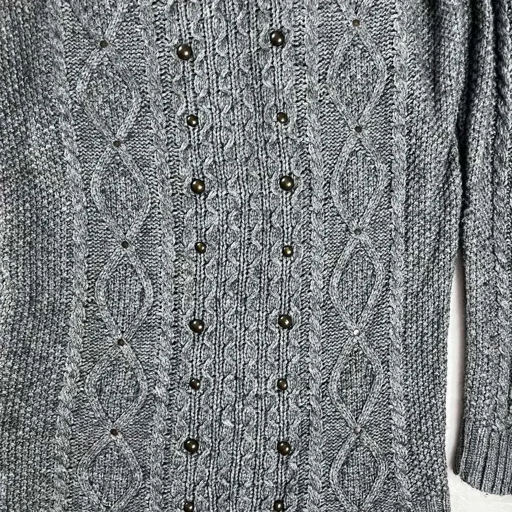 American‎ Eagle Wool Blend Cable Knit Studded Sweater Gray M Indie